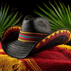 Cowboy Hat on Woven Cloth