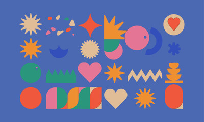A modern vector-style illustration featuring a collection of abstract shapes, easily editable.