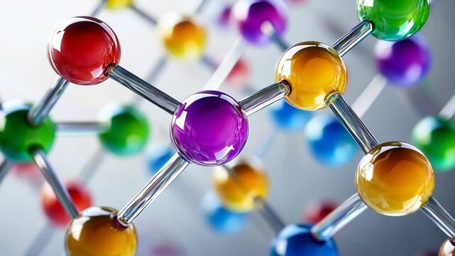 Colorful molecular structure representing chemical bonds and atomic interactions in a scientific concept
