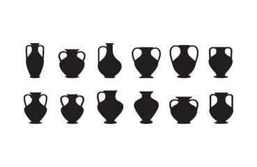 Vintage silhouette collection of pottery from different regions