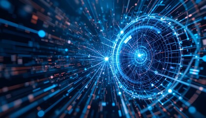 Obraz premium Futuristic Abstract Geometric Background with a High-Tech Aesthetic for Science and Technology-Inspired Designs