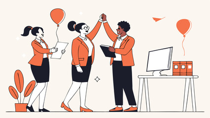 Celebrating Business Success and Team Achievement in Modern Office with Graphs and Charts – Diverse Professionals Dancing and High-Fiving in Creative Workplace Environment