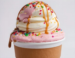 Gourmet Ice Cream Dessert in a Waffle Cup