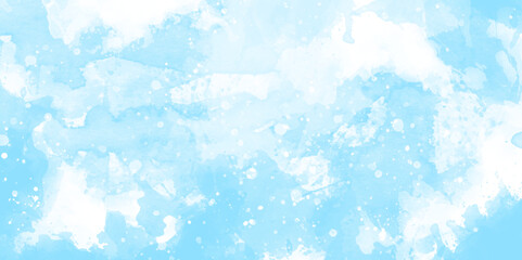 Abstract cloudy blue background with bokeh, beautiful blue watercolor background with glitter particles, light blue bokeh background for wallpaper, invitation, cover and design.