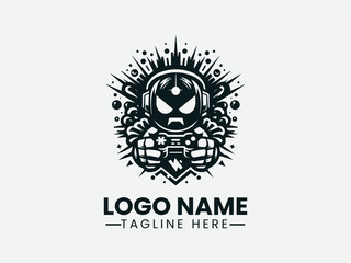 Angry Robot Vector Logo Design, Aggressive Robot Logo 