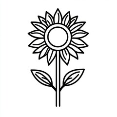Simple black line art sunflower illustration (2)