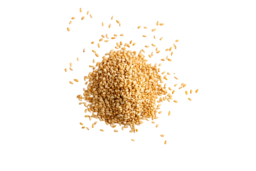 Sesame seeds scattered on black background food photography healthy eating
