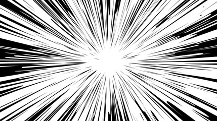 Dynamic black and white speed lines bursting from the center illustration