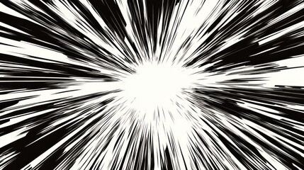 Abstract black and white explosion pattern creates sense of dynamic burst