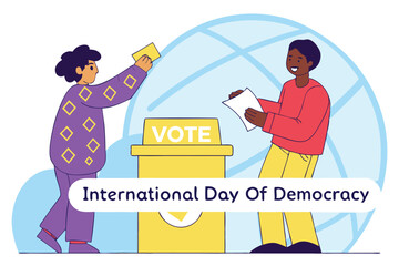 Hand Casting Ballot Into Vote Box - Election Voting Process with Checked Ballots and Paper Voting Forms