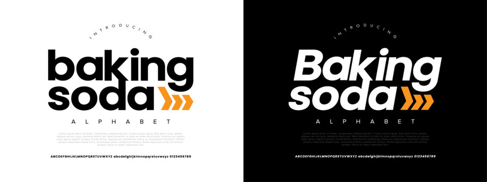 Bakingsoda Modern Bold Font. Sans Serif Font. Regular Italic Uppercase Lowercase Typography urban style alphabet fonts for fashion, sport, technology, digital, movie, logo design, vector illustration