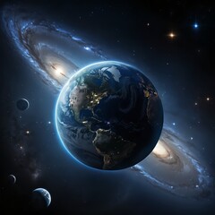 Obraz premium Earth from Space with Galaxy
