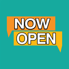 Now Open Modern Web Banner Element sign label retail message marketing design template badge