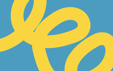 Yellow line on blue background. Vector illustration. Children's scribbles. Summer horizontal background. Flyer for sale and discount. Sun rays on the sea. Abstract rectangular banner.