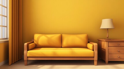 Cozy living room with cinnamon-toned walls, rustic wooden furniture, warm lighting, and soft cinnamon-colored cushions, creating a comfortable