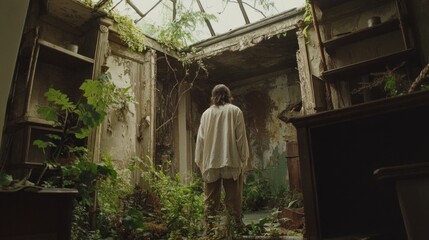 Fototapeta premium Abandoned House, overgrown interior