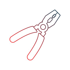 pliers gradient outline icon with white background vector stock illustration