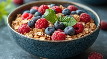 bowl of muesli with berries