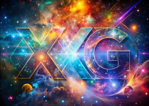 Abstract Surreal Alphabet Letters YG XG:  Flowing Galaxy & Geometric Design Logo