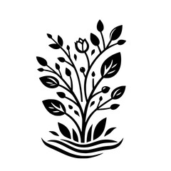 Minimalist Floral Illustration: Black & White Botanical Art