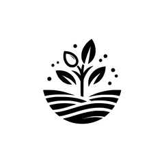 Fototapeta premium Seedling Rising: Minimalist Black and White Nature Symbol
