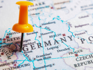 GERMANY pin marked on the world map.