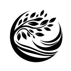 Circular Silhouette: A Flourishing Tree Emblem