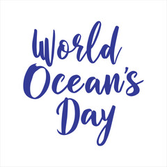 World Oceans Day Typography Design,Handwritten World Oceans Day Calligraphy,World Oceans Day Lettering with Waves,Elegant World Oceans Day Text Art,Creative World Oceans Day Hand Lettering