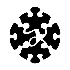 Interlocking Circle: Puzzle Pieces in Dynamic Black and White Composition