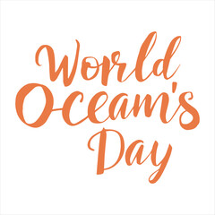World Oceans Day Typography Design,Handwritten World Oceans Day Calligraphy,World Oceans Day Lettering with Waves,Elegant World Oceans Day Text Art,Creative World Oceans Day Hand Lettering