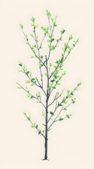 Fototapeta premium Young Tree Vector Illustration - Symbol of Growth, Renewal, and Environmental Sustainability