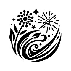 Abstract Floral Celebration: A Black and White Design