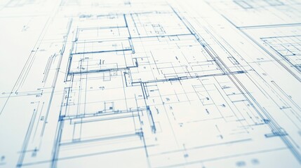 Architectural blueprints detail building design on table