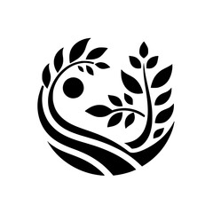 Yin Yang Nature: Black and White Botanical Circle