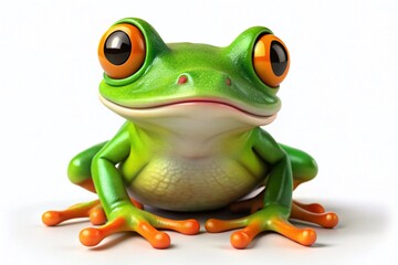 Adorable Cartoon Frog Posing Left, Ample Copy Space - Cute Amphibian Illustration