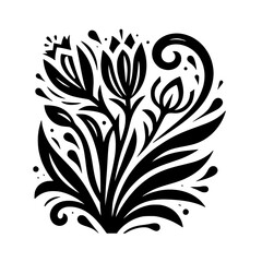 Bold Floral Monochromatic Illustration: Elegance in Black and White