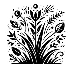 Monochrome Garden: Stylized Floral Illustration