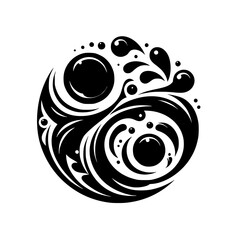 Abstract Yin Yang Fluidity in Monochrome