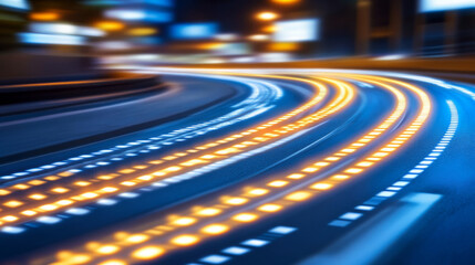 Vibrant blue backdrop with futuristic light trails