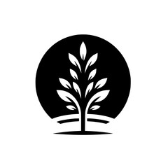 Serene Growth: Minimalist Tree Silhouette in a Circle
