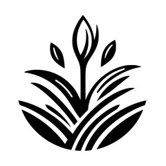 Minimalist Black and White Floral Emblem