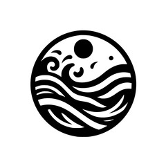 Fototapeta premium Serene Waves & Sun: Minimalist Ocean Design