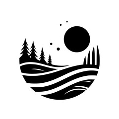 Silhouette Landscape: A Minimalist Black and White World