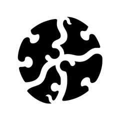 Abstract Puzzle Circle: Black and White Composition