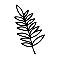 Fototapeta premium Minimalistic black botanical leaf outline isolated on white background nature illustration
