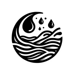 Obraz premium Black and White Water Cycle Icon