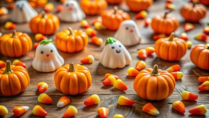 Adorable Halloween Pumpkin Patches & Cute Ghostly Patterns - Candid Stock Photo