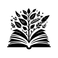 Knowledge Blooms: Book with Growing Foliage Logo