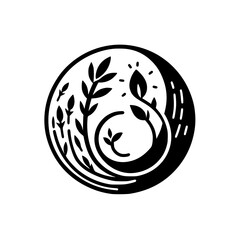 Yin & Yang of Growth: A Minimalist Botanical Emblem