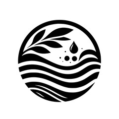Nature's Embrace: Minimalist Water & Leaf Logo Design